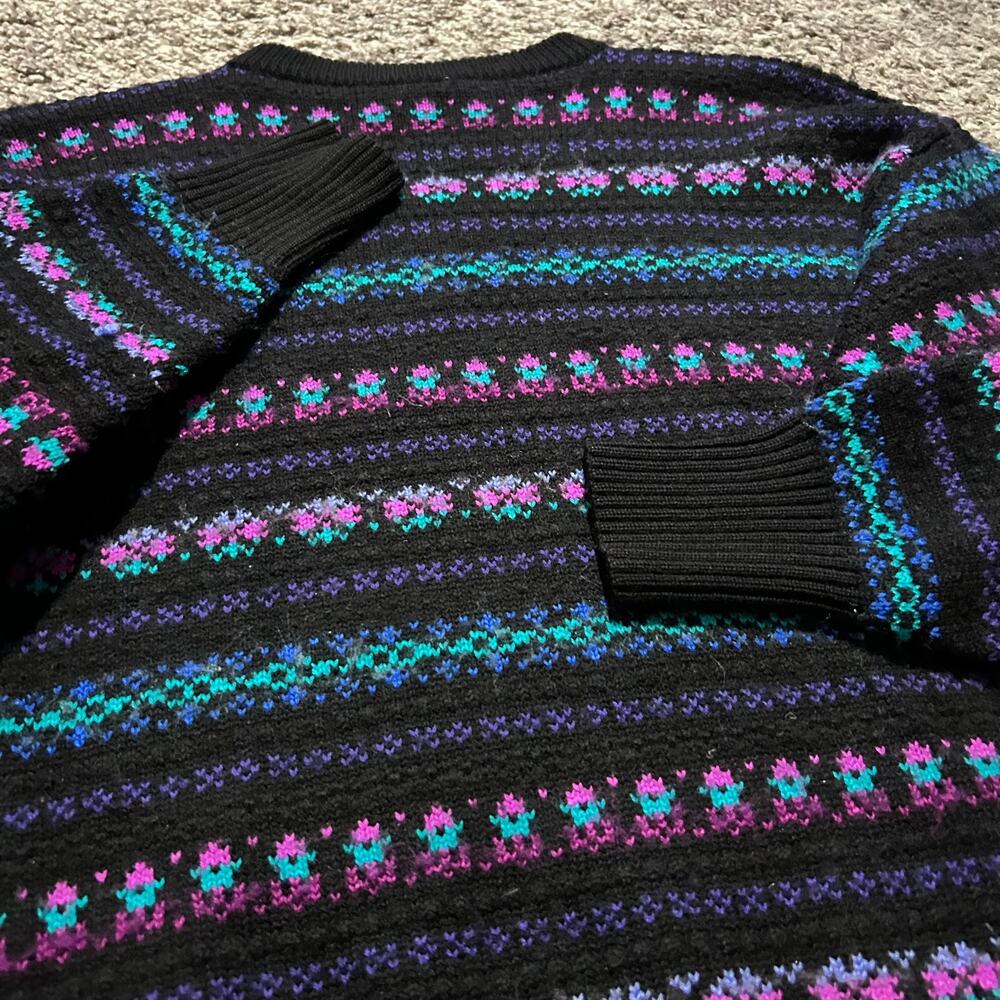 Vintage Wool Sweater Ski Snow Colorful Knit Crewneck Pullover Womens Medium - Picture 7 of 8
